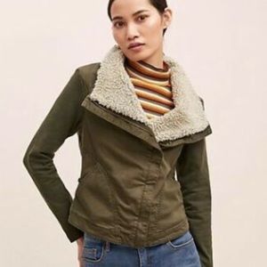 Anthropologie I Marrakech Army Green Asymmtric Zip Moto Jacket